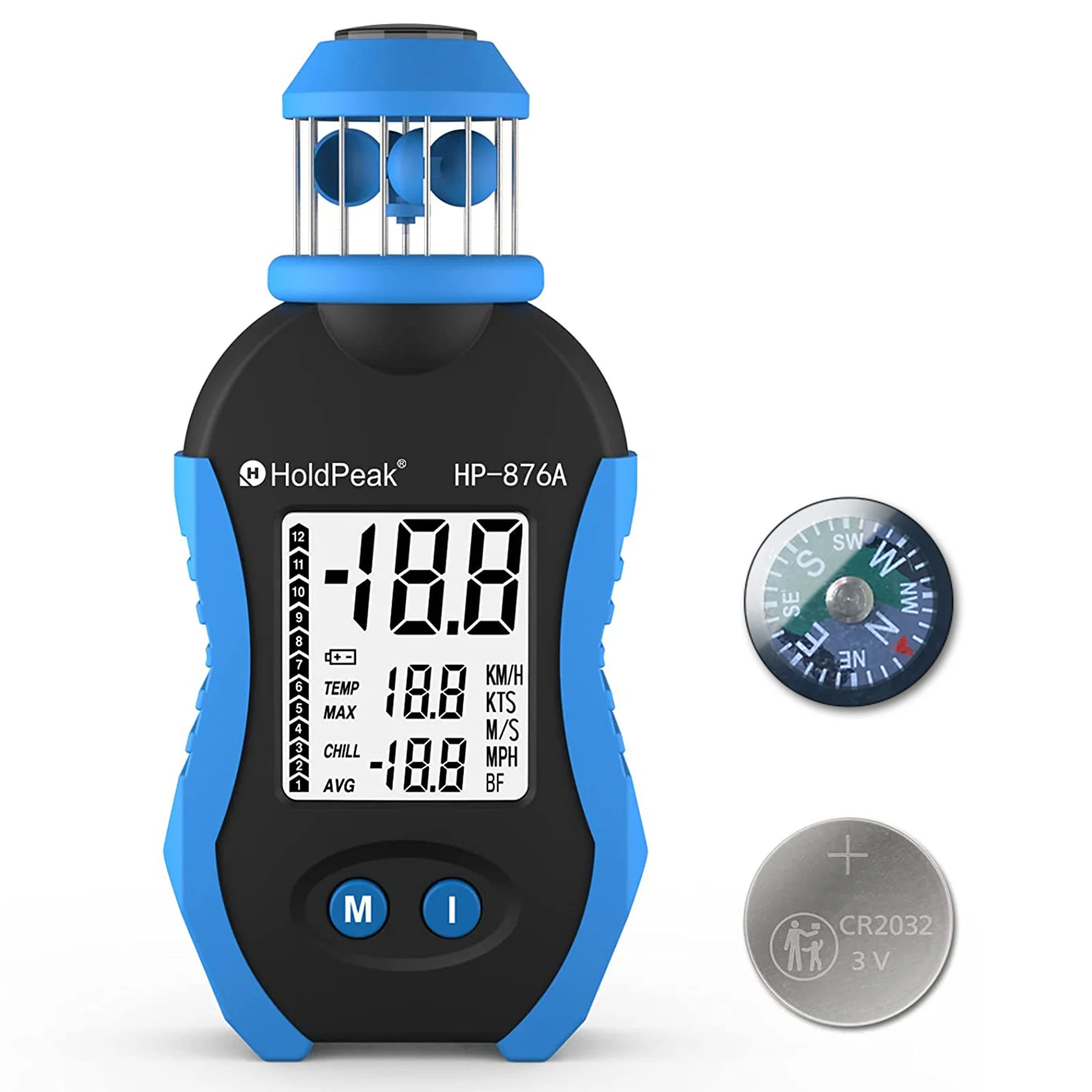 

Handheld Cup Anemometer, 42m/s Digital Air Wind Speed Meter with Compass, Wind Measuring Device Gauge for Outdoor Sailing Drone