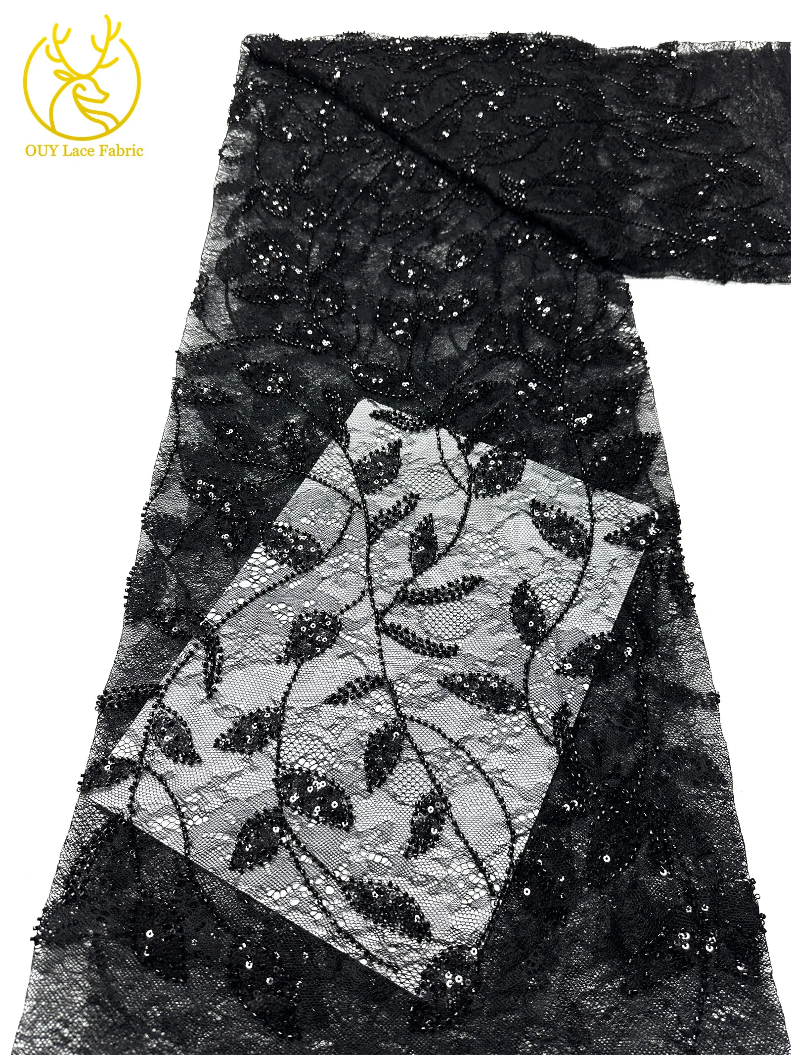2026 Neuester afrikanischer Pailletten-Spitzenstoff, hochwertiger französischer Mesh-Perlenstickerei-Tüll-Spitzenstoff, ideal zum Nähen von Partykleidern – Detail 27
