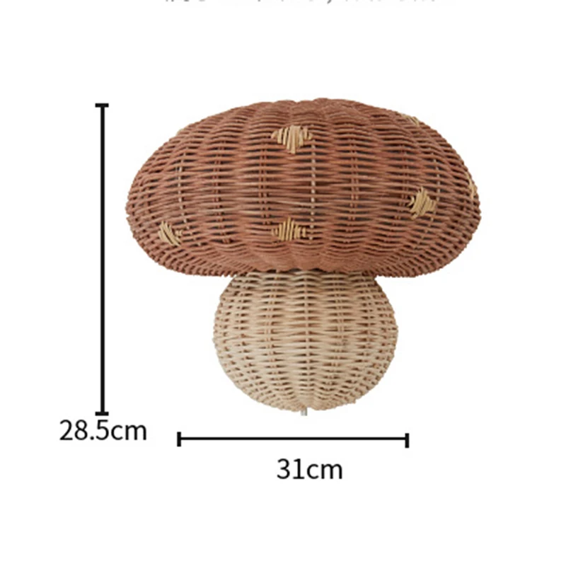 Nordic Style Children\'s Room Bedside Wall Lamp Handmade Rattan Bedroom Study Lights Mushroom Shape Wall Mounted Decor Wall Lamps