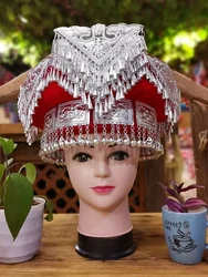 Yunnan Guizhou Miao Yao Dong Tujia Headdress Traditional Ethnic Performance Hat Clothing Accessories for Cultural Events