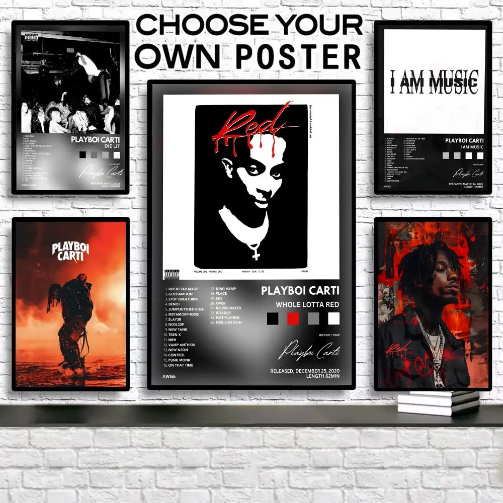 

Famous Singer P-Playboi Carti Painting Calligraphy Poster Frameless Canvas Wall Art Perfect For Hallway Home Decoration Holiday
