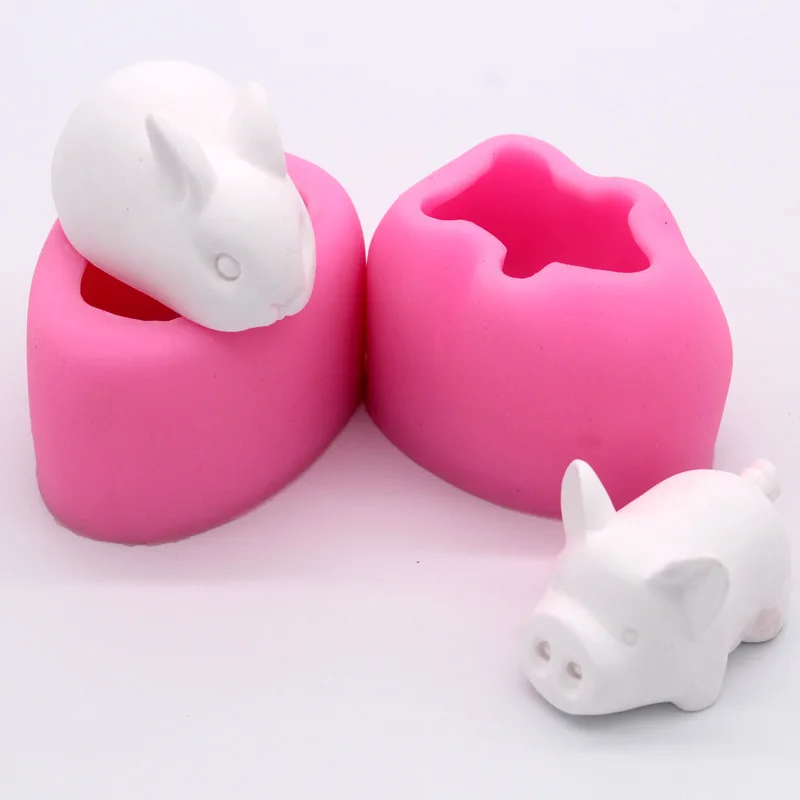 

3D Rabbit Pig Silicone Mold DIY Fondant Cake Mousse Mold Chocolate Fudge Mold Baking Utensils