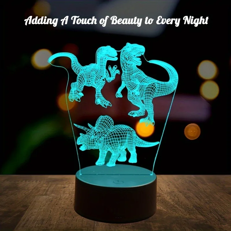 1pc retro dinosaur 3D night light, USB interface table light, holiday atmosphere decorative lamp, holiday gift to friends.