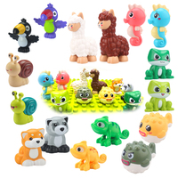 Big Particles Building Blocks Accessory Snail Alpaca Pufferfish Lizard Animal Model Bricks Assembly Education Toys for Children