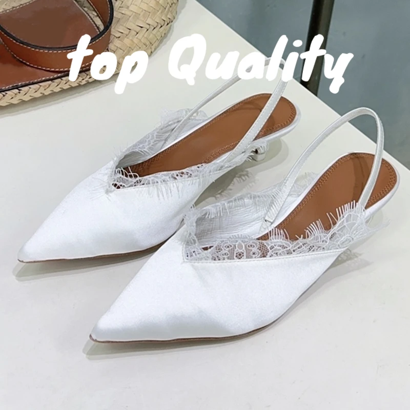 

Summer Women's sandals High heeled sandals 3.5cm Sharp tip design leather sole Banquet Dance Party Breathable comfortable