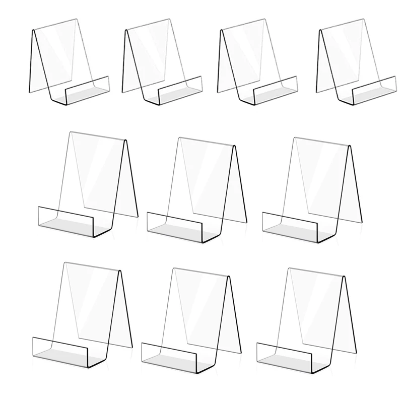 

10Pack Acrylic Book Stand Clear Acrylic Display Easel Holder For Displaying Picture Albums, Books (6Large+4Small)