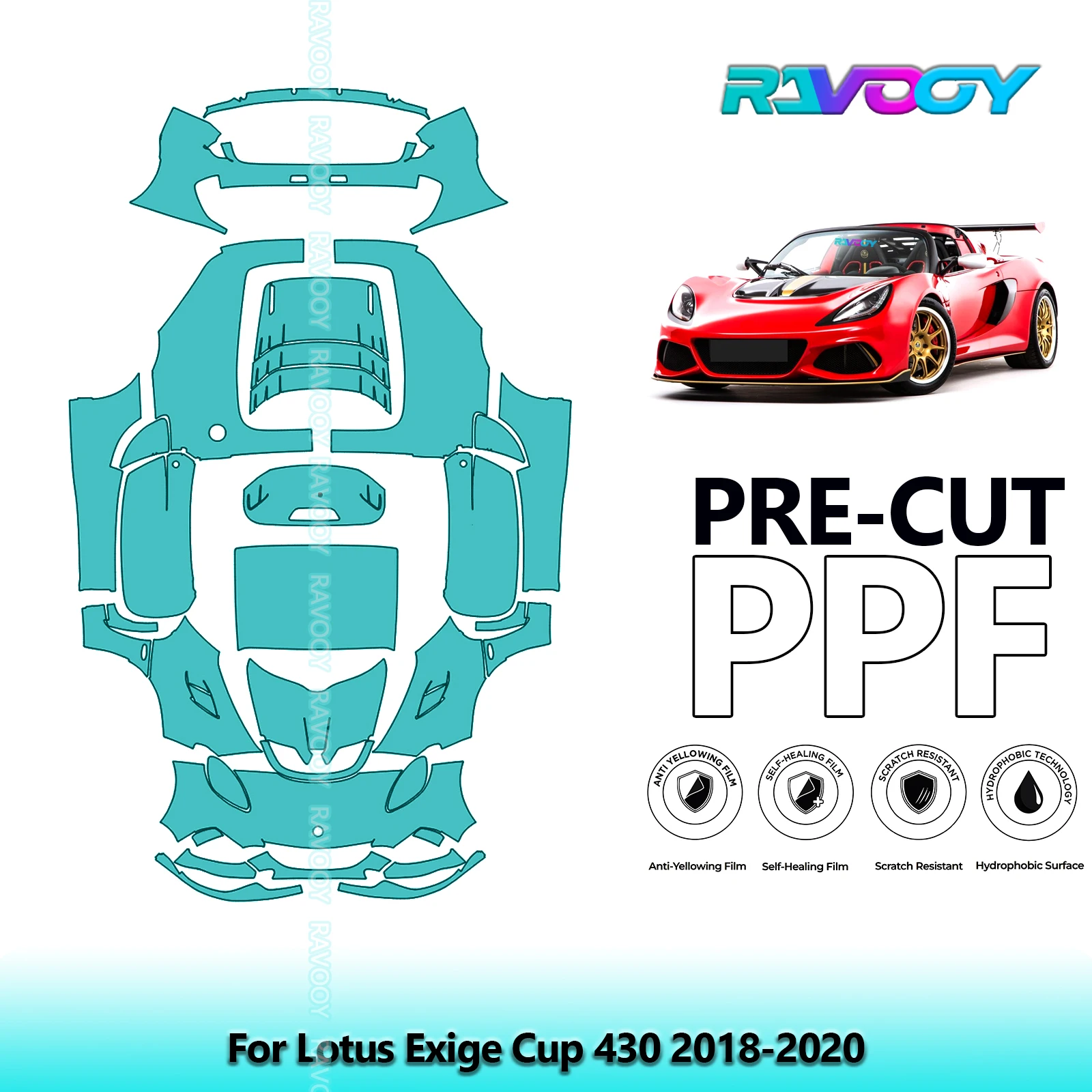 

8.5Mil Full Vehicle Precut PPF Paint Protection Film For Lotus Exige Cup 430 2018-2020