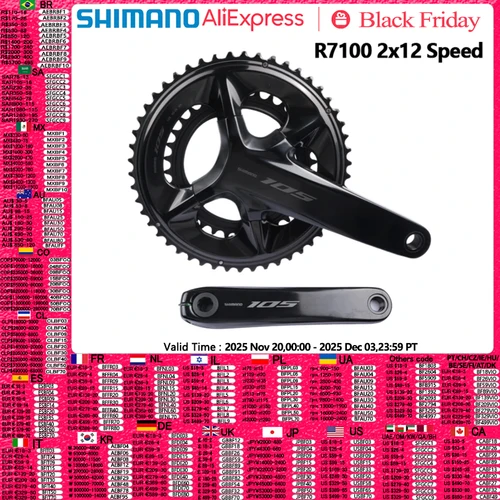 Platos y bielas Shimano 105 R7100 2x12S 50-34T/52-36T doble plato 165mm/170mm/172,5mm/175mm para bicicleta de carretera