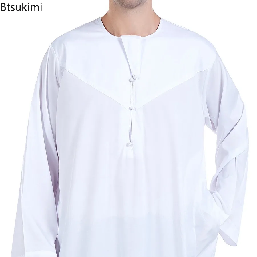 Robe musulmane à manches longues pour hommes, vêtements islamiques, Abayas, Ramadan, Jubba, Thobe, Arabie saoudite, Kaftan, Dishdash, Long Blouse, 2025