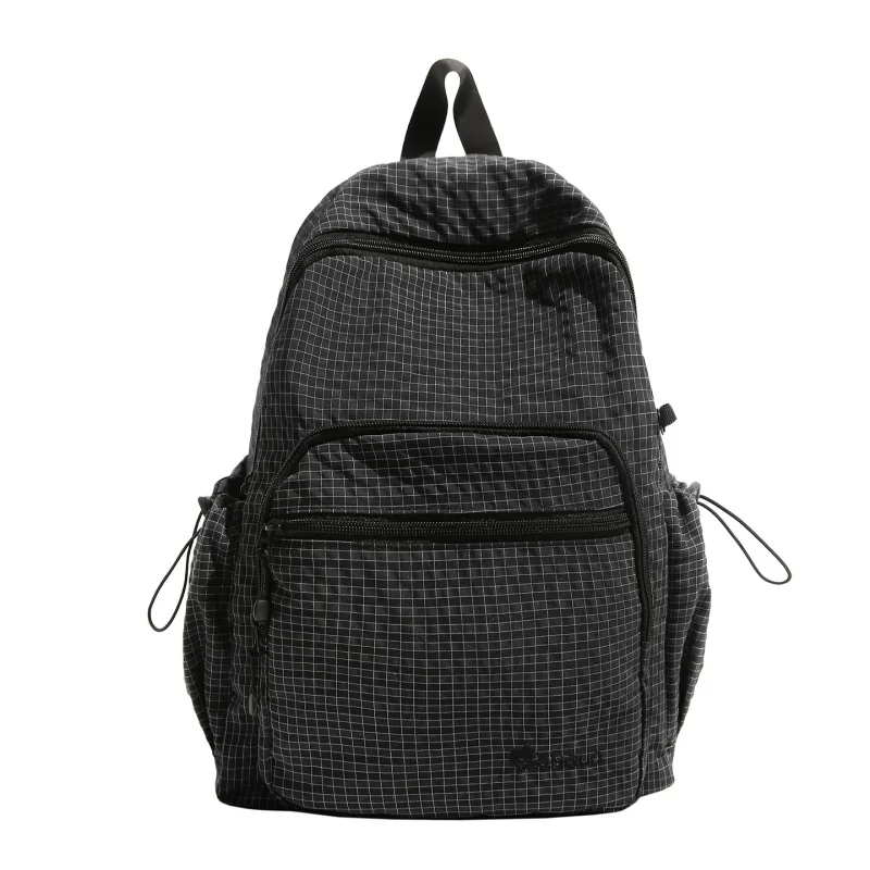 Women Stylish Plaid Backpack Large Capacity Multi Pockets Daypack with Compartments Soft Trendy Rucksack Travel Carrying Package