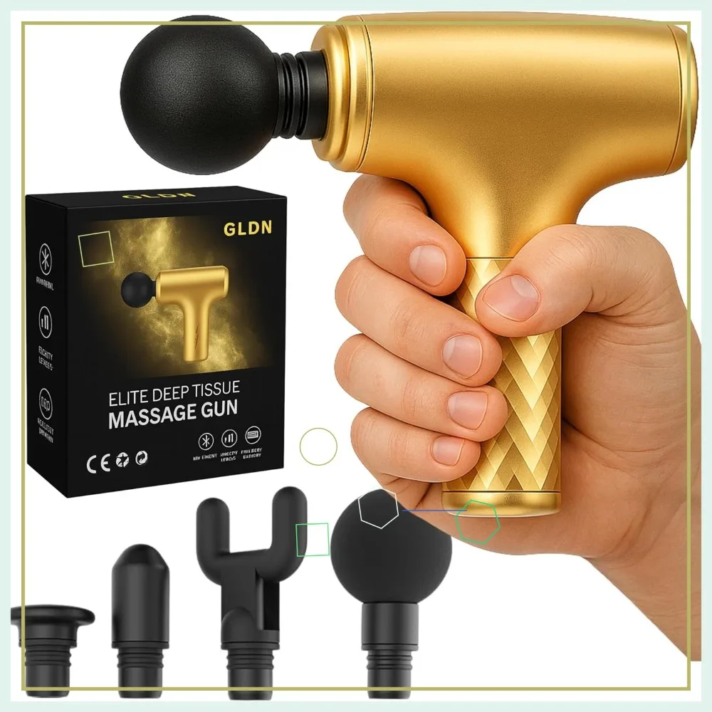 

Mini Massage Gun with Gold Finish, Deep Tissue Percussion for Back, Neck & Body Pain Relief