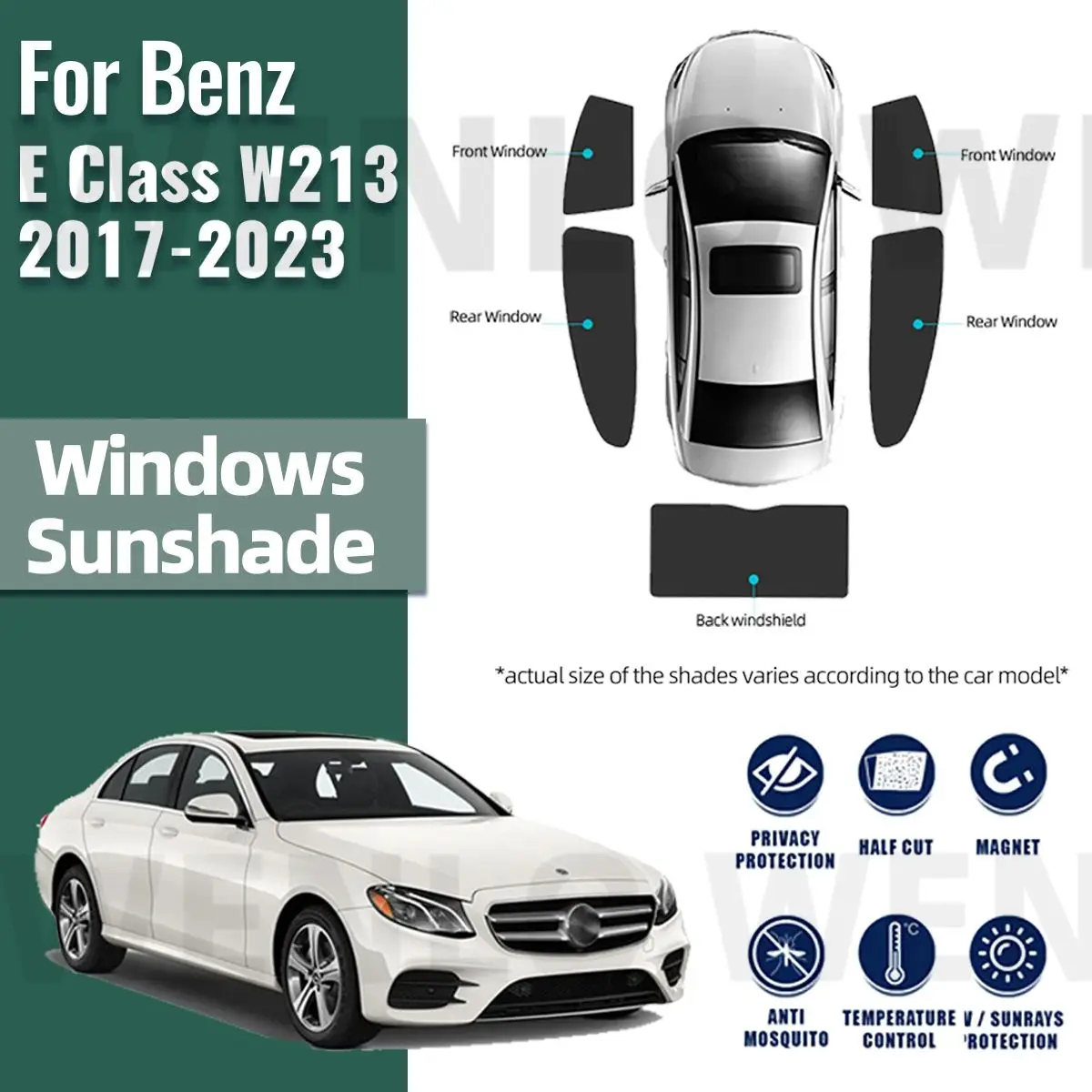 For Mercedes Benz E Class W213 2017-2023 Car Sunshade Front Windshield Mesh Curtain Rear Side Window Sun Visor Shade