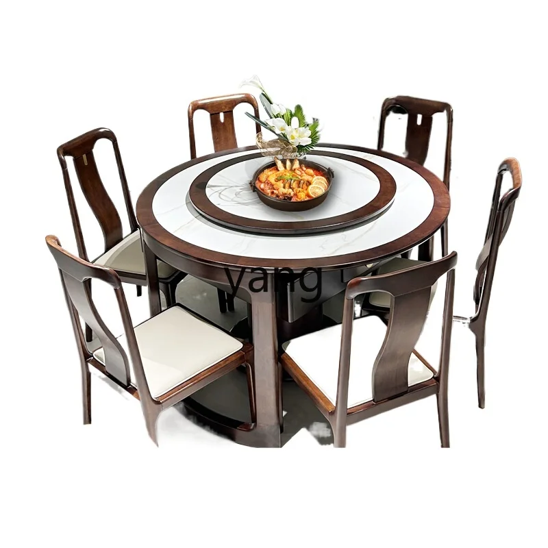 

LH automatic mahjong machine integrated household solid wood dining table dual-purpose Chinese round table