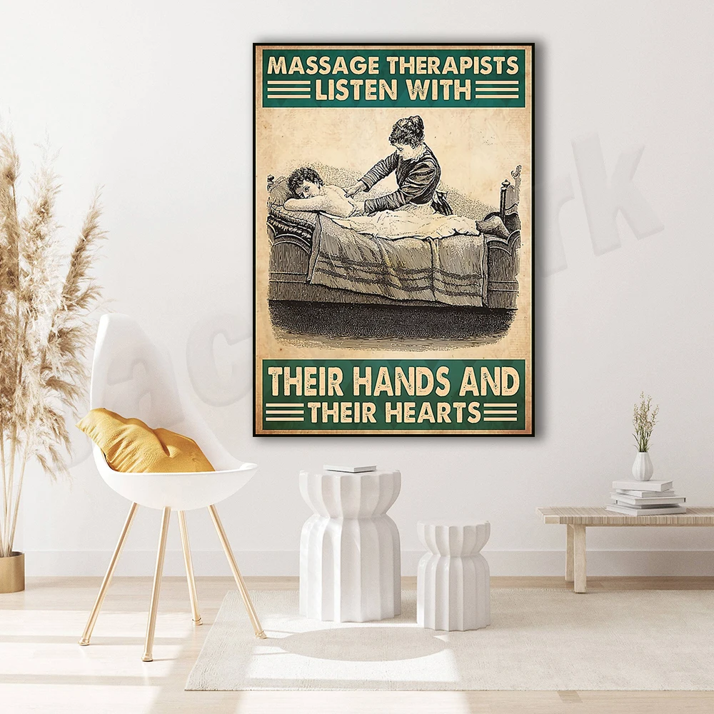 

Massage therapist listening poster with hands and heart, physiotherapy, gift for physiotherapist, massage knowledge print,