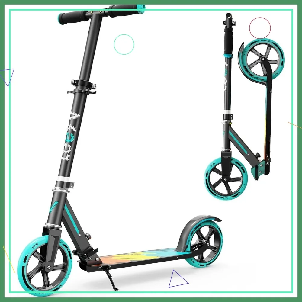 

Scooter for Kids 6-12 & Adults, Max Load 240 LBS, Adjustable Height, Lightweight Foldable Scooter with Big Wheels