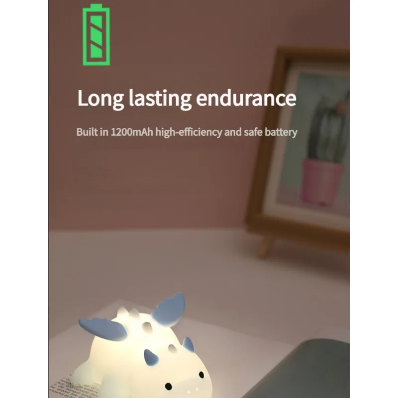 RGB Dragon Night Light 7 Colors LED Silicone Light Touch Control Cute Children Gift Suitable for Baby Bedroom Room Decoration