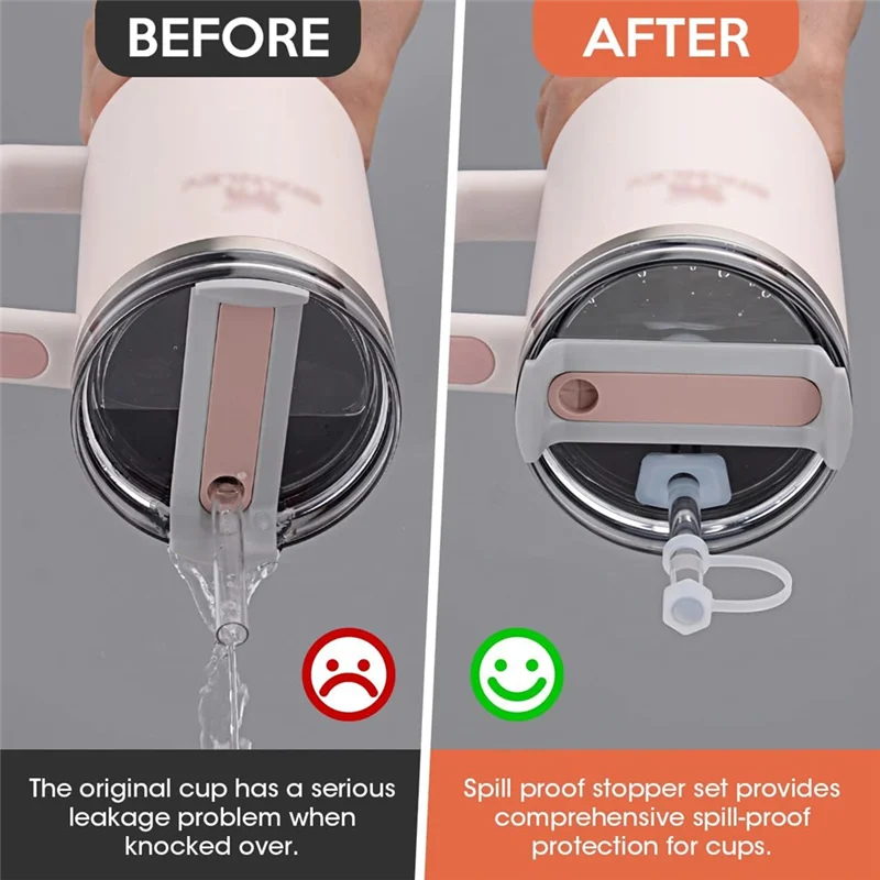 ABHU 18 قطعة مجموعة سدادة انسكاب سيليكون شفاف-أبيض لستانلي كوينشر H2.0 فلاوستيت بهلوان 40 أوقية 30 أوقية #1