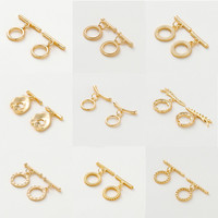 4 Sets 14K/18K Gold Color Plated Brass O Toggle Clasps Connector for DIY Bracelet Necklace Jewelry Making Findings Accessories