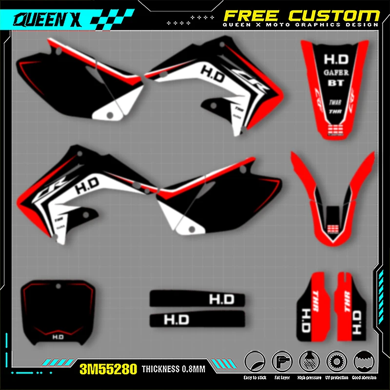 

Queen X MOTOR Custom Team Graphics Decals Stickers Kit For Honda 2002 2003 2004 2005 2006 2007 2012 CR125 CR250 004