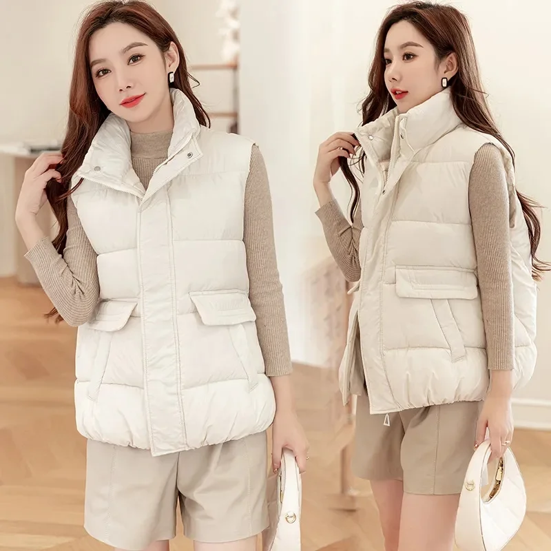 Women's Coat Korean Style Long Black Natural Down Vest Jacket for Women Puffer Sleeveless Vests Jackets Winter 2024 Ultra Light