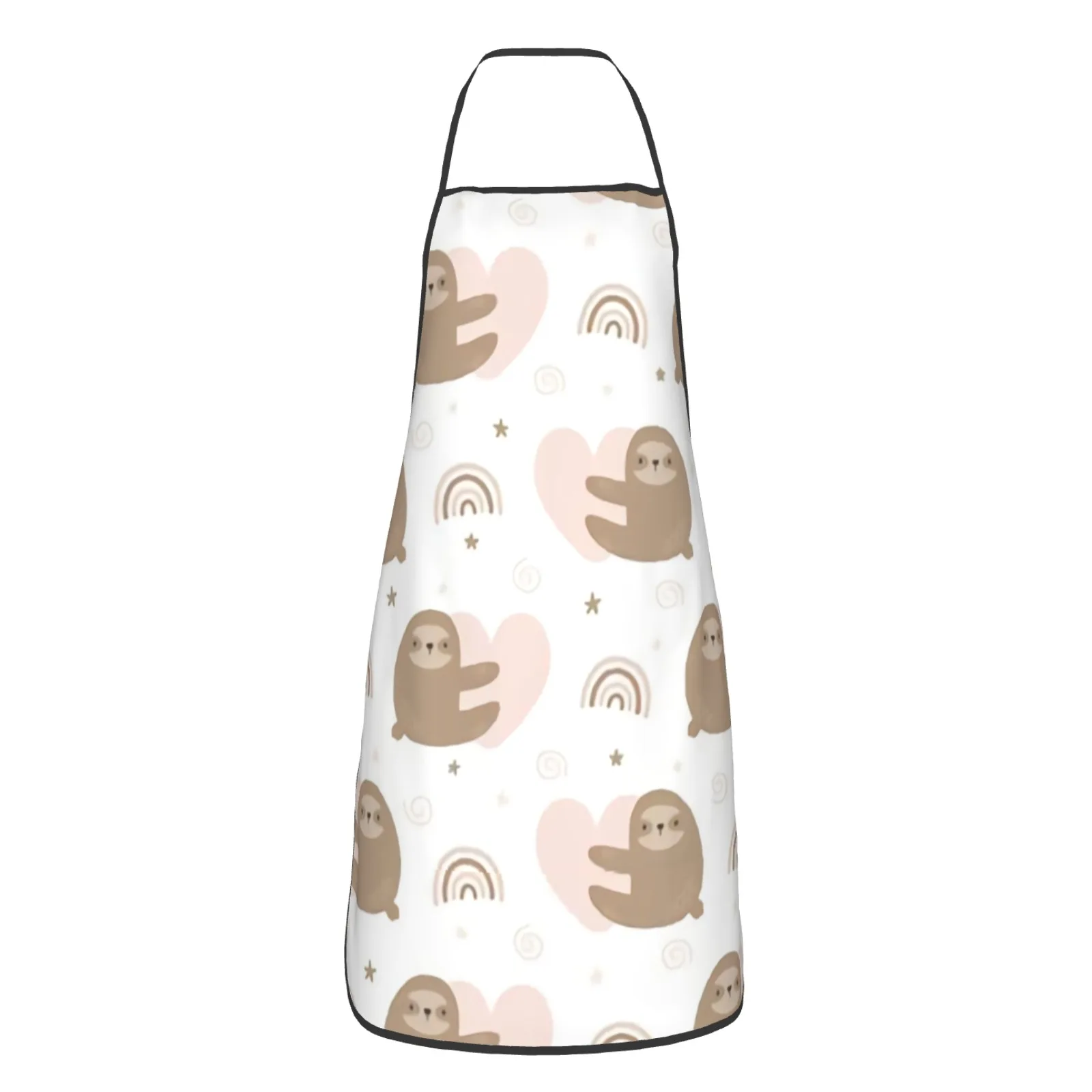 Rainbow Polyester locking hem Apron Home Cooking Baking Kitchen Green Leaves Apron Tree Cute Sloth Cute Sloths Golden Wheat