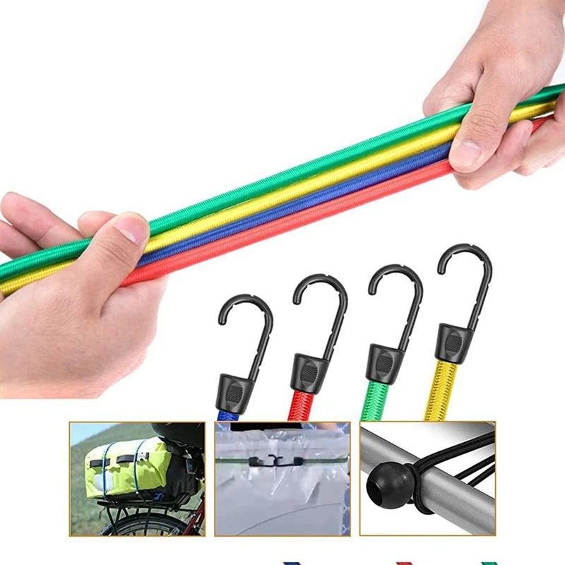 24Pcs Heavy Duty Bungee Cords With Hooks Rope Luggage Packing Strap For Motorcycle Bike Travel Camping Hiking