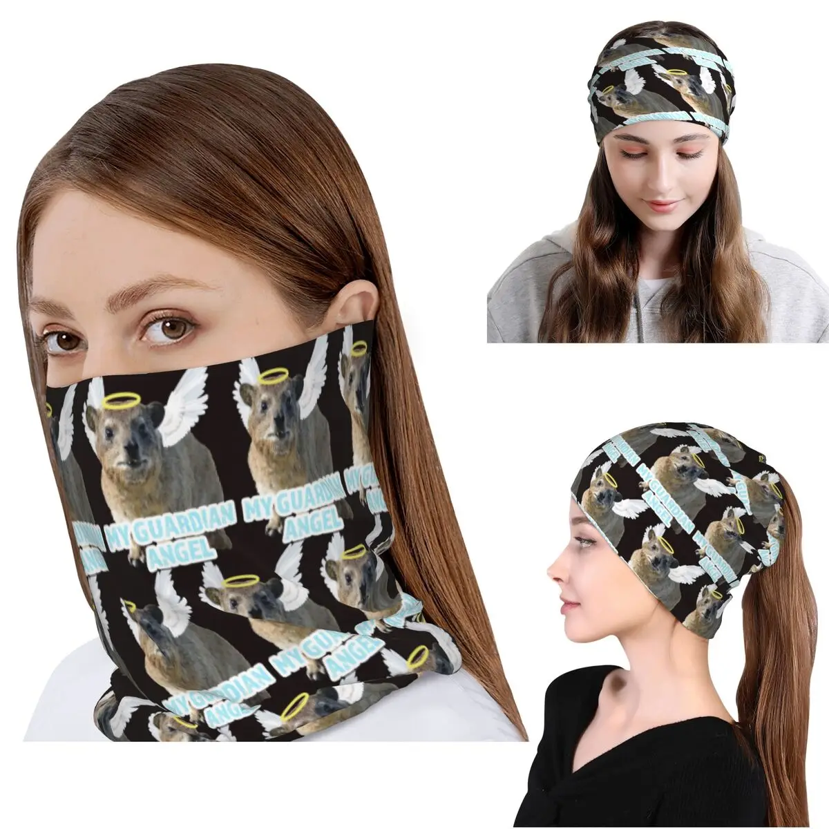 Rock Hyrax My Guardian Angel Bandana Neck Gaiter Wrap Scarf Multi-use Cycling Scarf Beanies Hat Unisex Adult Washable