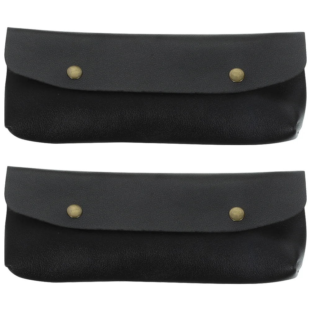 

2 Pcs Black Pencil Case Slim Pen Pouch Small Brush Holder Travel Makeup Tool Bag Long Lasting Use