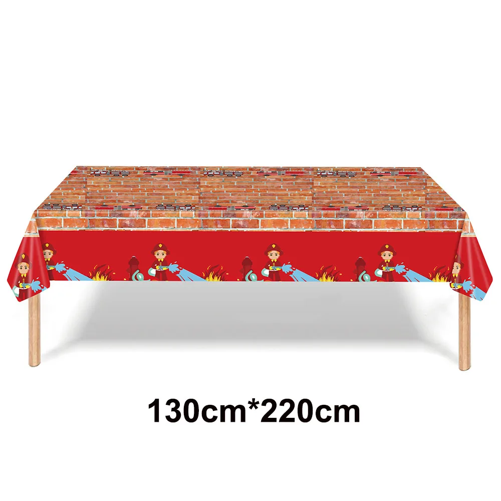 Firefighter Table Covers Fire Truck Birthday Party Tablecloth Plastic Tablecloth Boy Birthday Decor Fireman Theme Party Supplies