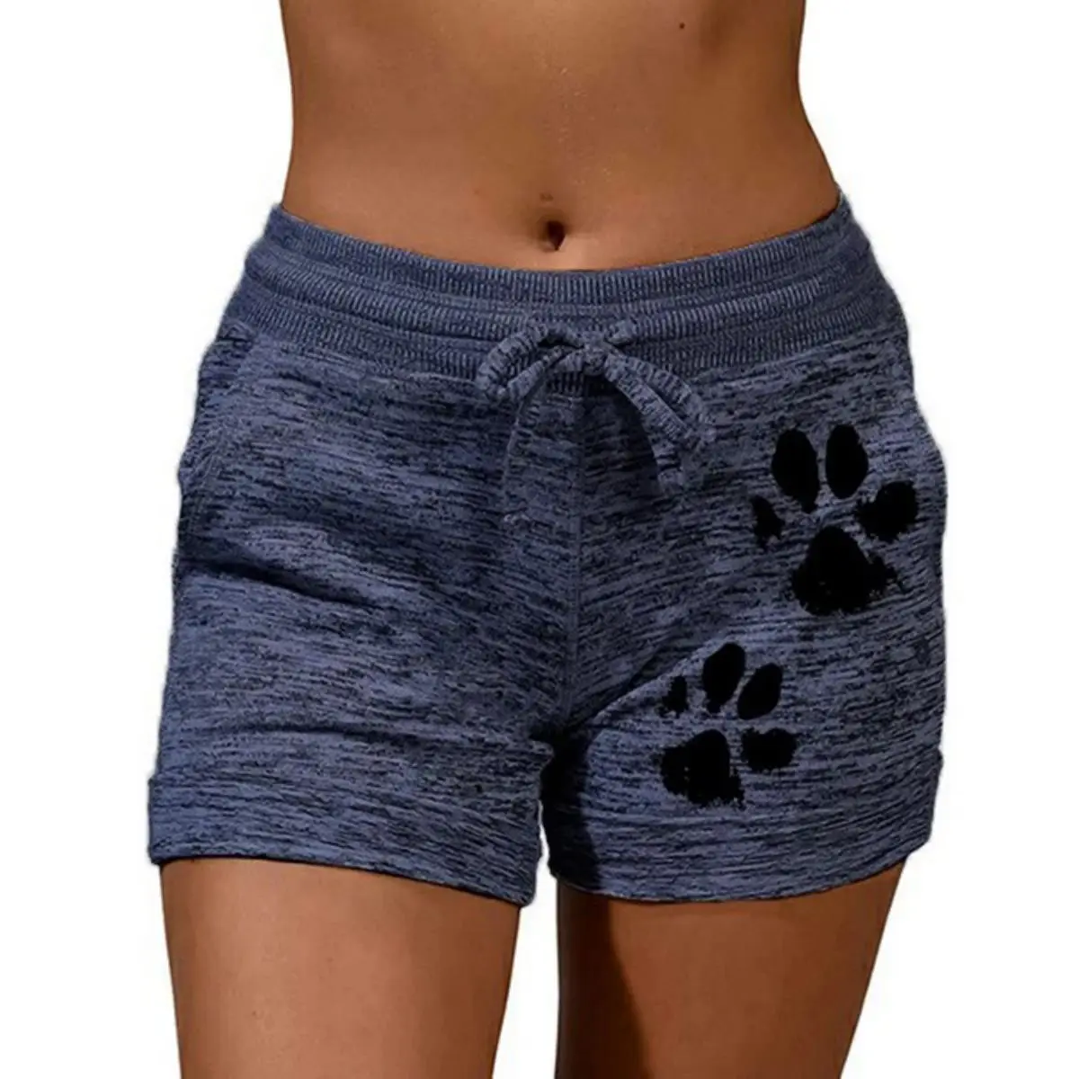 Foreign trade women\'s printed bottoming quick-drying shorts yoga pants casual sports waist lace-up elastic shorts