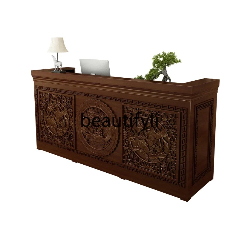 Chinese solid wood bar checkout page Wine cabinet combination Noodle restaurant Restaurant