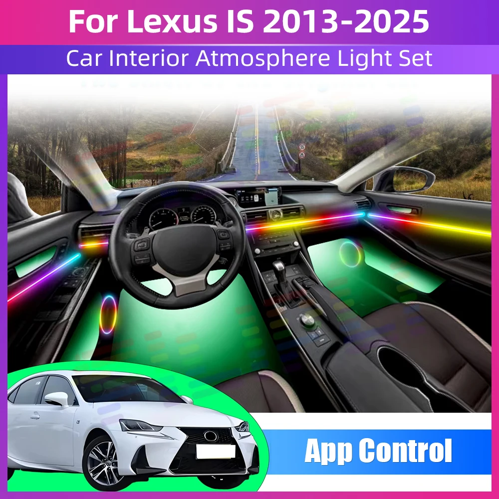 

For Lexus IS 2013-2025 Interior Acrylic Guide LED RGB Symphony Car Ambient Light Strip APP Operated Atmosphere Lamp