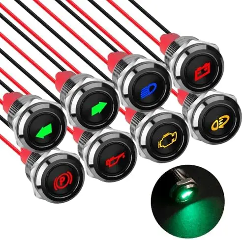 

Светодиодные индикаторные лампы Linkstyle, 8 шт., 12 В, водонепроницаемые, 1/2 дюйма, для установки на панель приборов автомобиля/грузовика