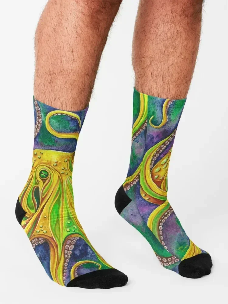 Octopus Socks christmas gift bright garter cycling kids Women Socks Men's