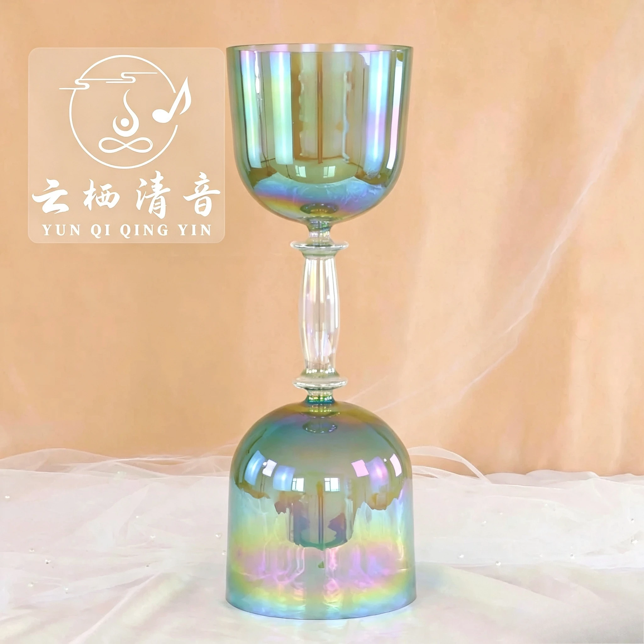 CrystalSoul 432Hz Double Headed Crystal Bowl Handheld Holy Grail Yoga Meditation with accessories