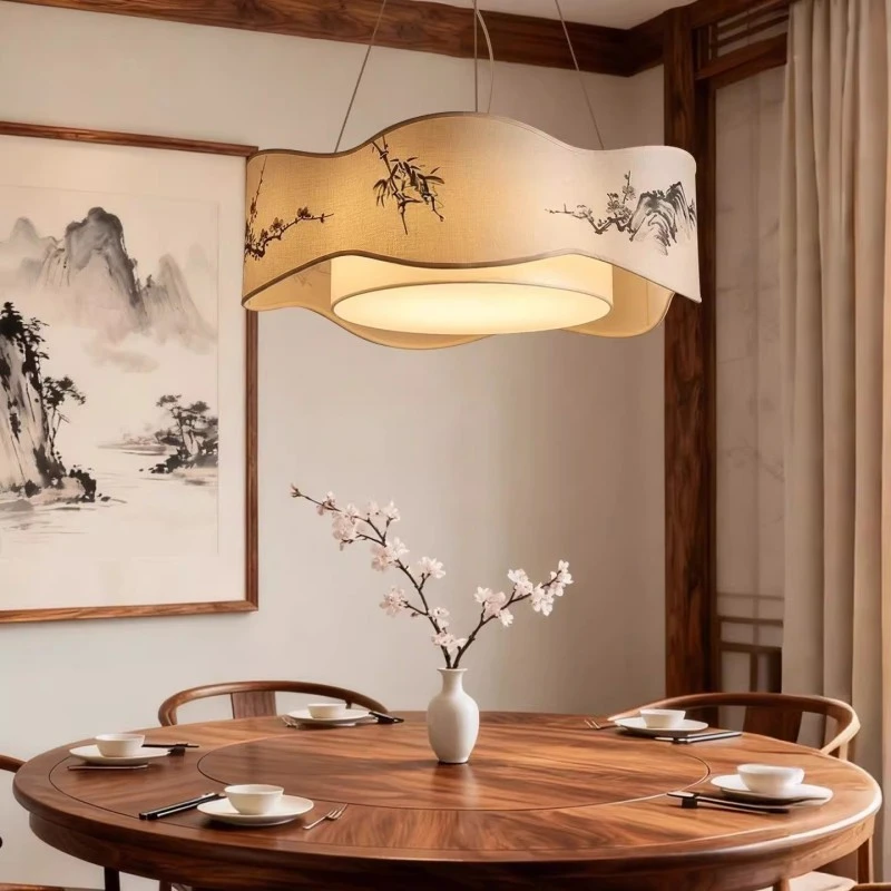 

Restaurant coffee table LED pendant light fabric aesthetic living room bedroom pendant light study hotel lighting fixtures