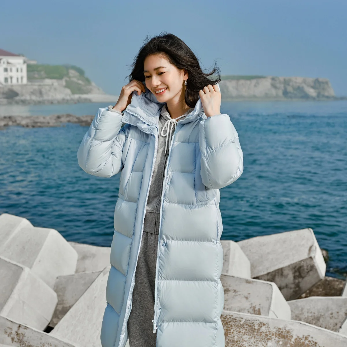 Semir Long Down Jacket Women Waterproof Hooded Coat 2023 Winter New Loose Girls' Jacket Multi-Color Thick Windbrake Down Coat