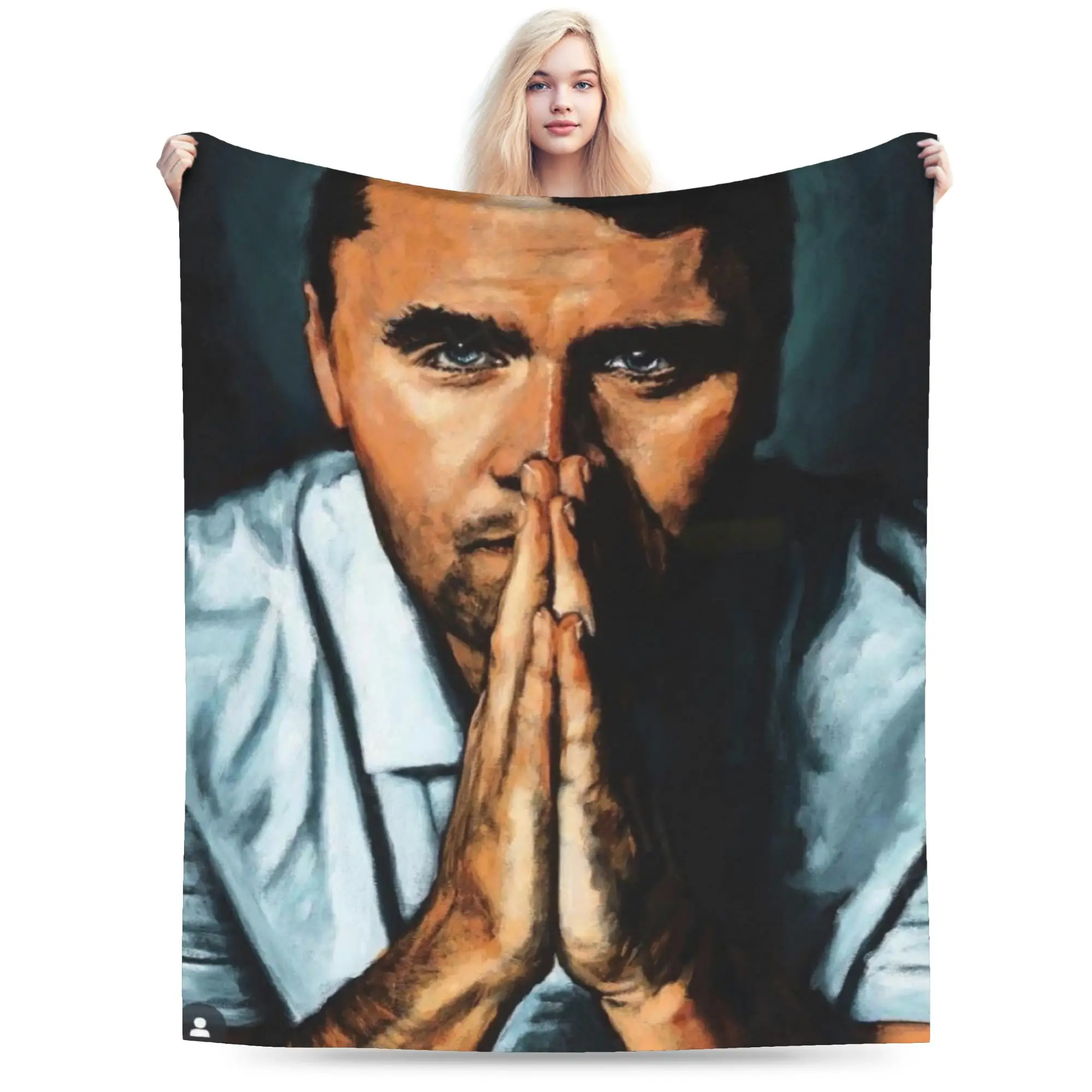 Charlie Kirk Portrait Art Painting Blankets Winter  Warm Soft Throw Blanket For Girls Home Decor Flannel Bedspread Bed Cover