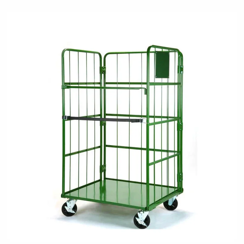 

metal mesh cage storage with wheels stainless still security storage cage Customization trolleys / roll containers laundry