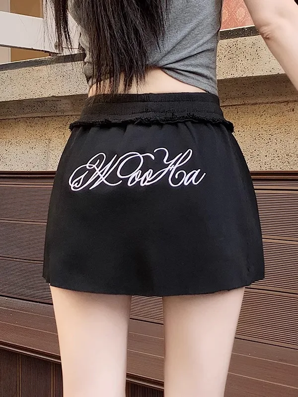 

Sweet And Spicy Red Dstring A-Line Skirt Women's Summer Outerwear Anti-Light Sexy Bodycon ort Skirt Korean Sle