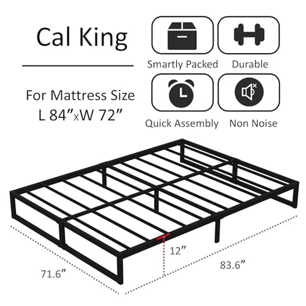 California King Metal Bed Frame Heavy Duty Platform Mattress Foundation Easy Assembly & Noise Free No Box Spring Needed Sturdy &