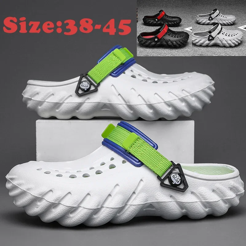 Summer New 2024 Cloth Straps with Added Insoles Clogs Men Male Outdoor Slippers EVA Injection Anti-slip Comfortable Garden Clogs