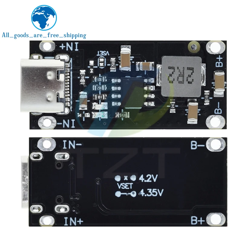 1/3/5 pces tipo-c entrada usb de alta corrente 3a polímero ternário bateria de lítio placa de carregamento rápido ip2312 cc/cv modo 5v a 4.2v