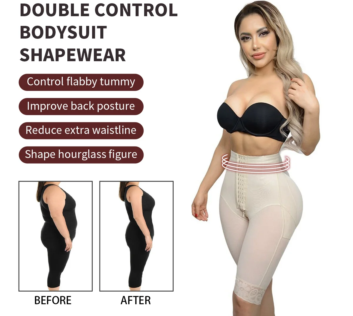 Slim High Waist Flat Belly Panties Fajas Compression Knee length Shorts Butt Lifter Shapewear BBL Hourglass Waist Trainer Shaper