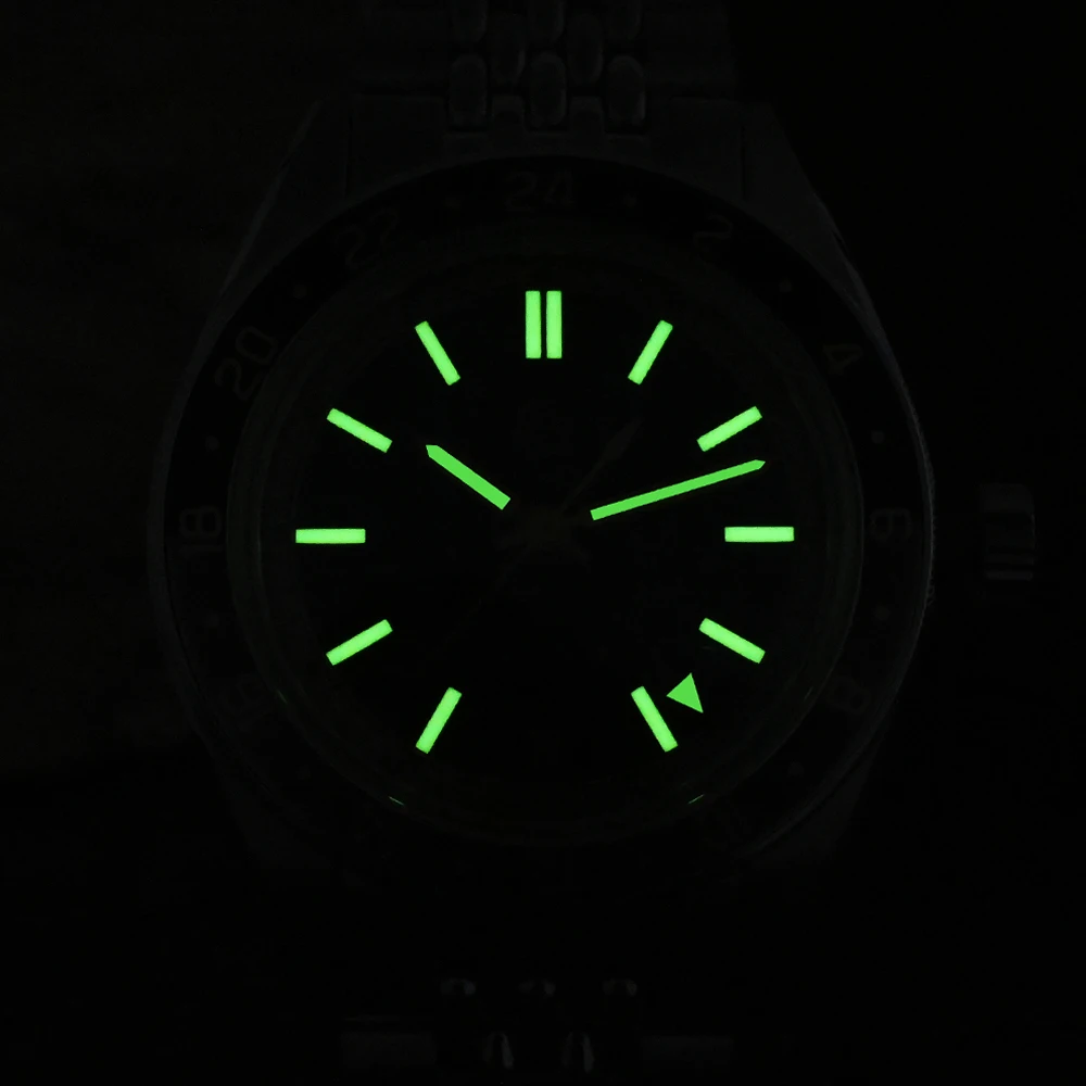 San Martin Watch Distressed Design 39.5mm Vintage Men GMT NH34 Automatic Movement with Steel Rice Bracelet reloj hombre SN0116