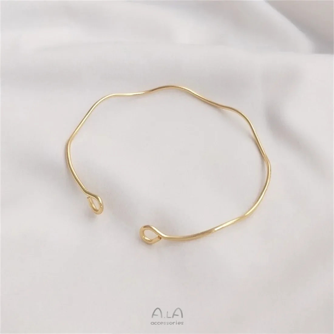 14K Gold-clad Copper Wire Wave Bracelet Double-ended Opening 9-word Base Bracelet Handmade Diy Bracelet Basic Accessories B725