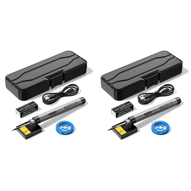 

2X 5V Micro-USB Soldering Iron Kit,With Battery Wireless Soldering Iron Electric Welding Machine Solder Pen Grey-ABQU