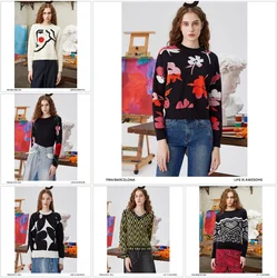 Original Spanish printed embroidery for foreign trade, keeping warm in autumn and winter, fashionable women's knitted sweaters