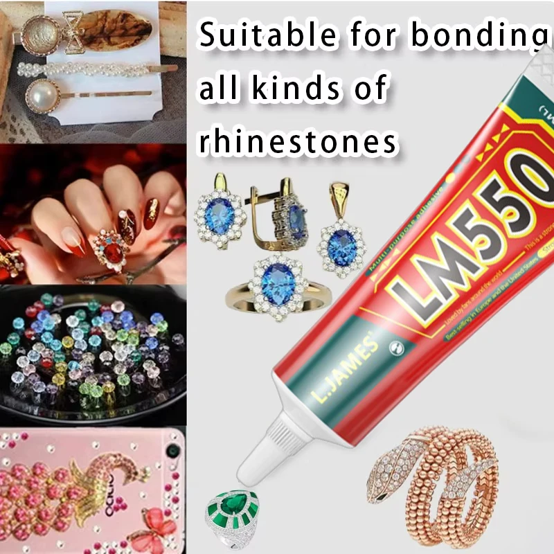 Klej precyzyjny LM550 z przezroczystym końcówką, uniwersalny klej do dżetów, biżuterii, rękodzieła, artykułów biurowych i szkolnych.