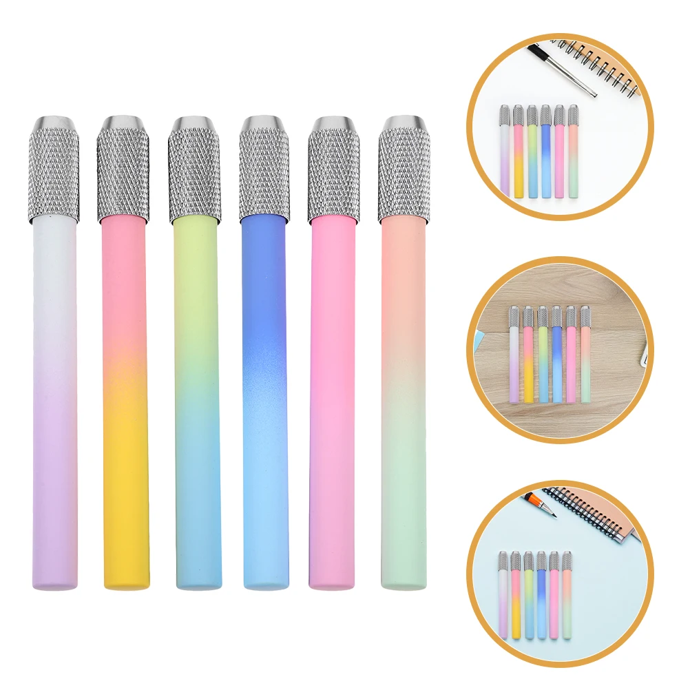 

6 Pcs Pencil Extender Art Lengthener Metal Pencils Extenders Plastic Sleeve Holder Colored